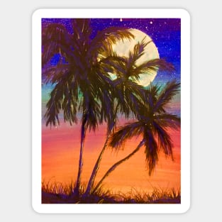 THREE PALM TREES SUNSET Sticker